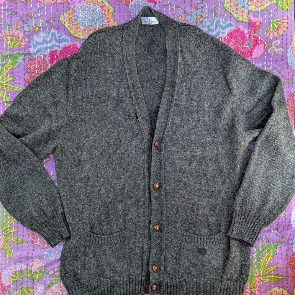 Men's Gray Cardigan Sweater